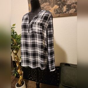 Black and white plaid blouse